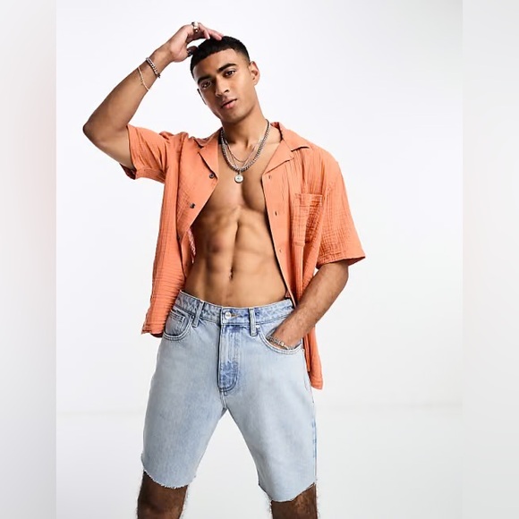 Abercrombie and Fitch cotton gauze shirt orange fall color lightweight - Picture 1 of 16